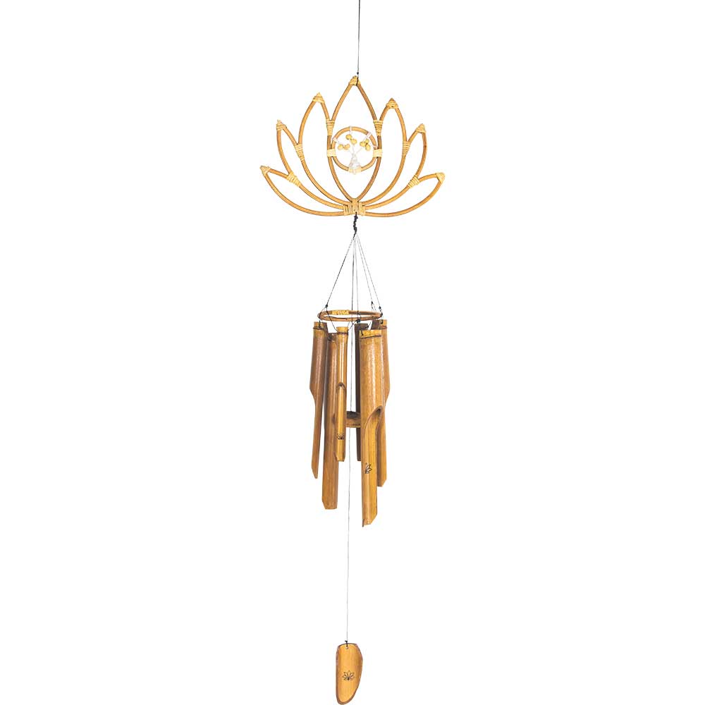 Bamboo Windchime Lotus w/ Beaded Tree