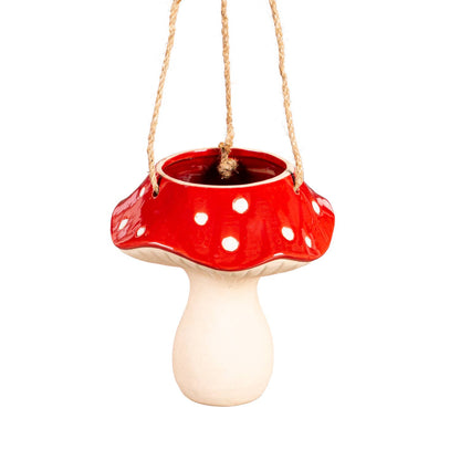 Red Mushroom Ceramic Hanging Planter